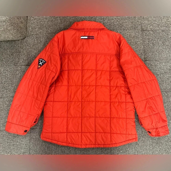 Tommy Jeans 2002 Vintage Quilted Puffer Logo Jacket Red Women’s Medium - Picture 2 of 7